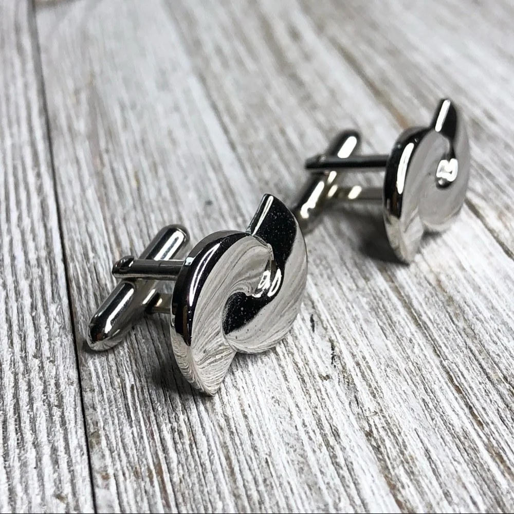 Vintage Swank Silver Modernist Abstract Cuff Links